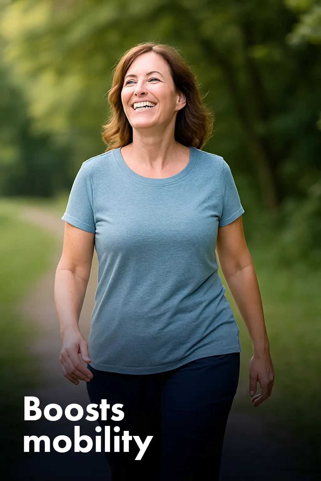 Happy mature woman walking in the park