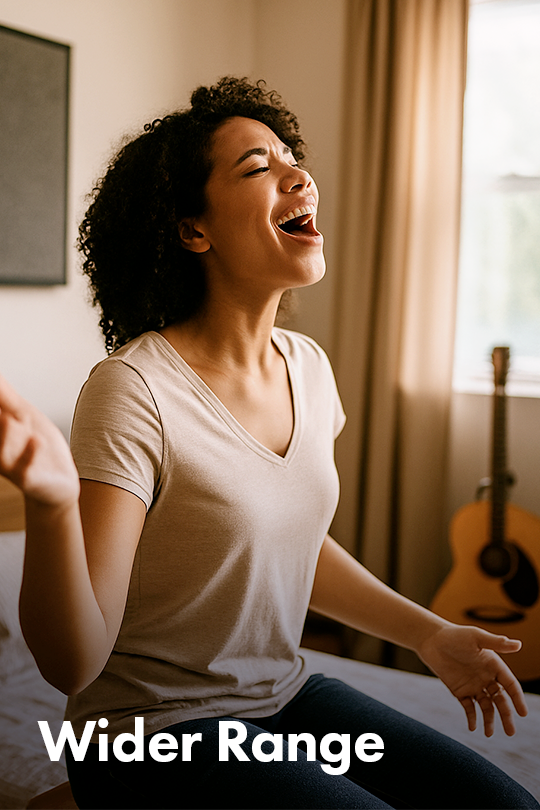 Woman practicing singing