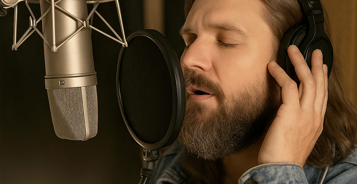 Man recording voice